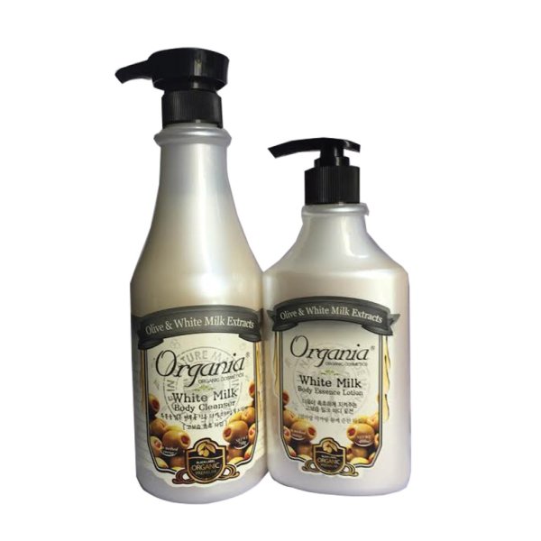 Bộ 2 Sữa tắm ORGANIA White Milk Body Cleanser 750g+ Organia White Milk Body Essence Lotion 400g nhập khẩu