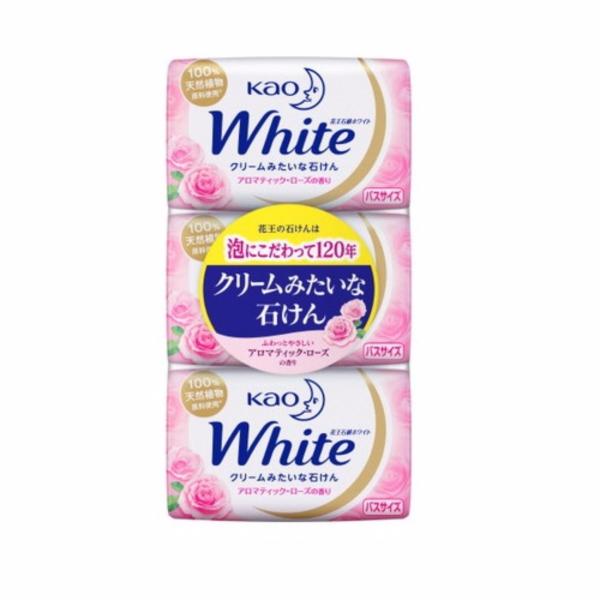Bộ 3 bánh xà phòng tắm KAO White 130g (Hương hoa hồng) nhập khẩu