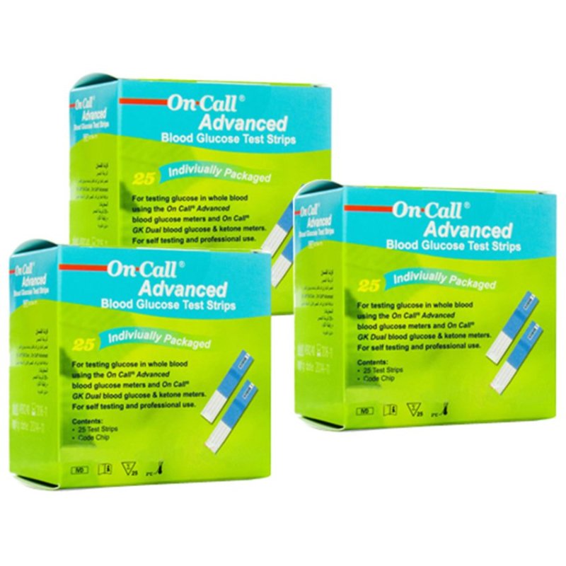 Bộ 3 hộp Que thử đường huyết ACON ON-CALL Advanced 3 x 25 que