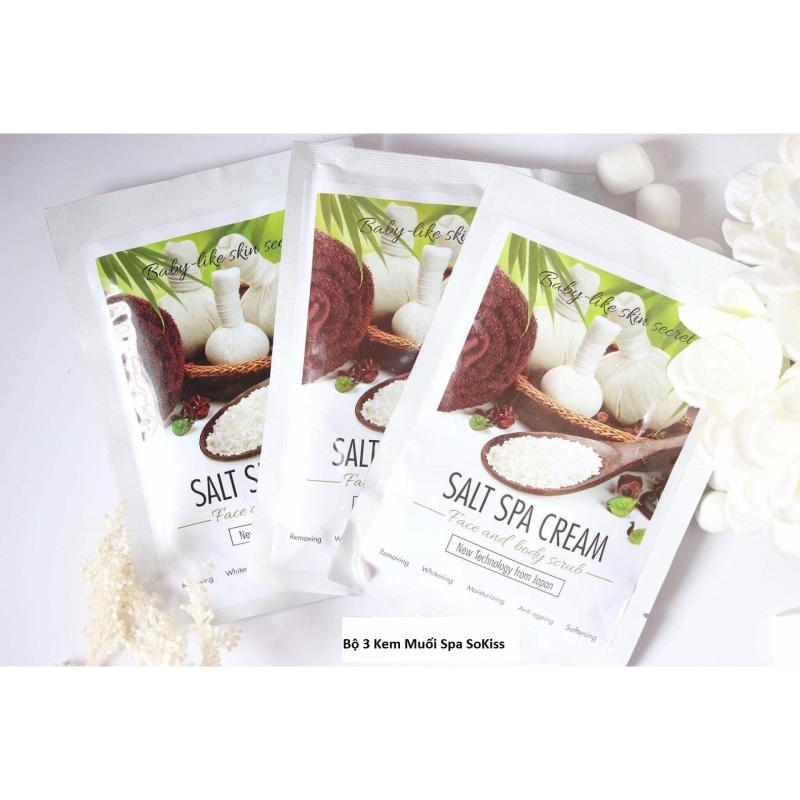 Bộ 3 Kem muối tẩy tế bào chết làm trắng da mặt và toàn thân SoKiss Salt Spa Cream 100ml