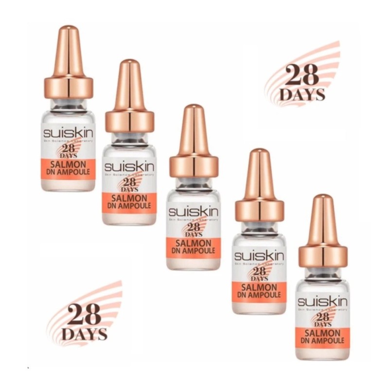 Bộ 5 chai Tinh chất Tế bào gốc từ DNA trứng cá hồi trị mụn phục hồi da sau 28 ngày Suiskin Salmon DN Ampoule 28 days (2ml x5)