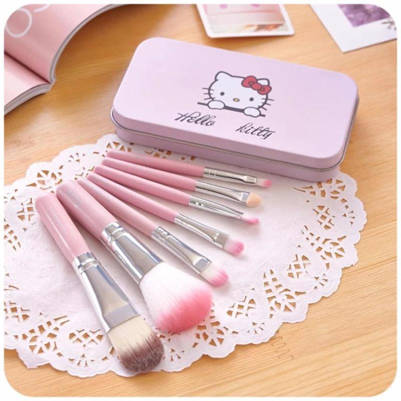 Bộ cọ trang điểm 7 cây mềm mượt kèm hộp đựng (Hồng) Hàng Nhập Khẩu