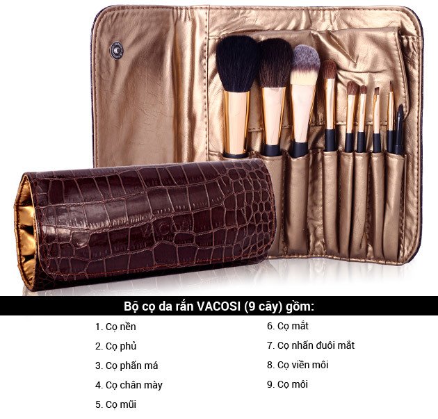 Bộ cọ trang điểm Vacosi 9 cây BC 05 (Hàng Chính Hãng)