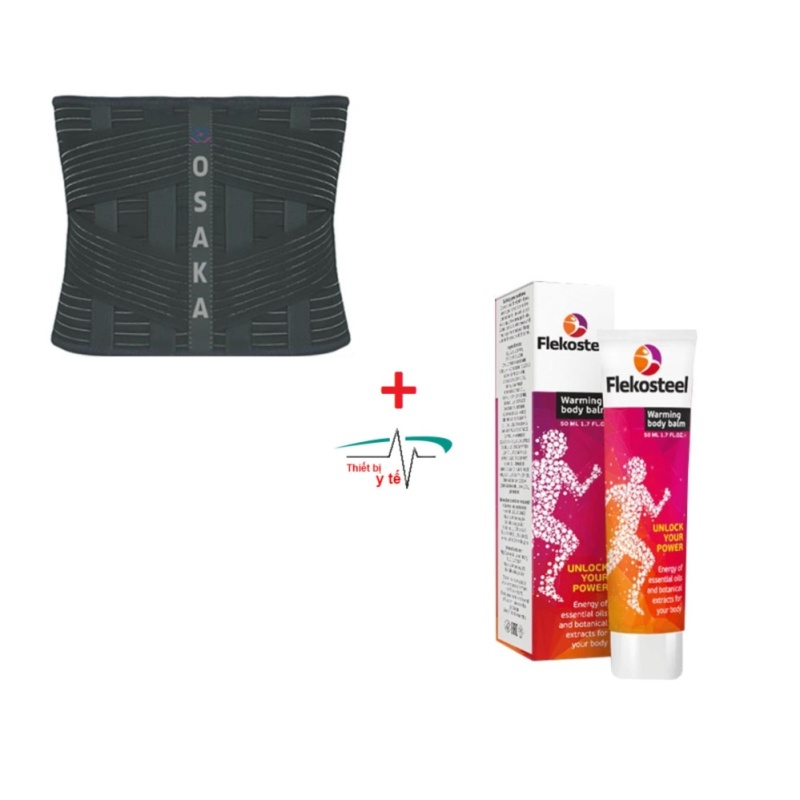 Bộ Đai lưng hỗ trợ điều trị cột sống lưng cao cấp Osaka (size L) và Kem Flekosteel Điều Trị Viêm Xương Khớp và Thoát Vị Đĩa Đệm tốt nhất