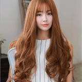 Bộ Tóc Xoăn Lọn Mái Thưa Nâu Vàng MHS33
