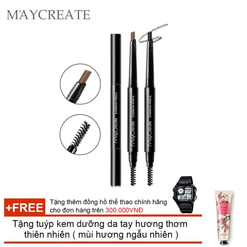 Bút chì lông mày MAYCREATE 2 trong 1 ( Nâu 03 ) + Tặng tuýp kem dưỡng da tay hương thơm thiên nhiên ( mùi hương ngẫu nhiên )