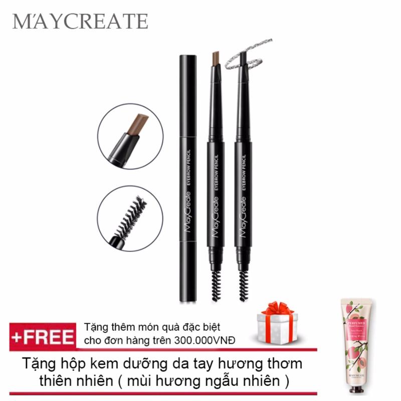 Bút chì lông mày MAYCREATE 2 trong 1 ( Đen 01 ) + Tặng tuýp kem dưỡng da tay hương thơm thiên nhiên ( Đơn hàng mỹ phẩm trên 300k tặng thêm 1 đồng hồ thể thao như quảng cáo )