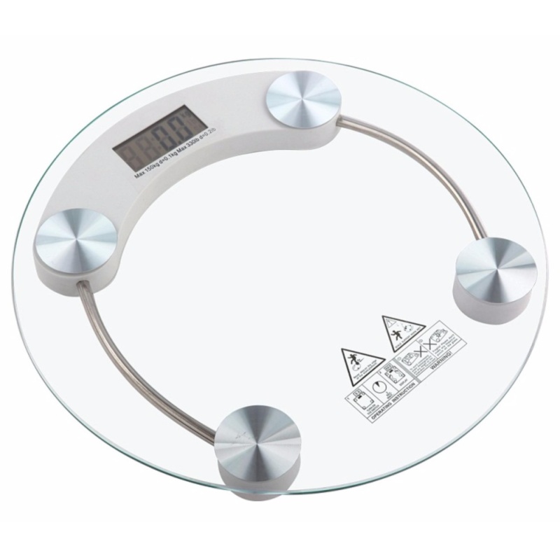 Cân sức khỏe điện tử personal scale 33 cm (kính trong suốt) kính cường lực tròn – trắng nhập khẩu