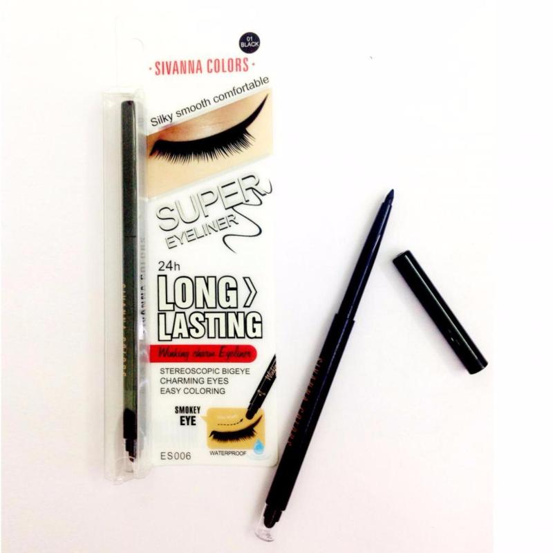 Chì gel kẻ mí mắt không trôi 2 đầu Sivanna Super Eyeliner 24h (Đen)