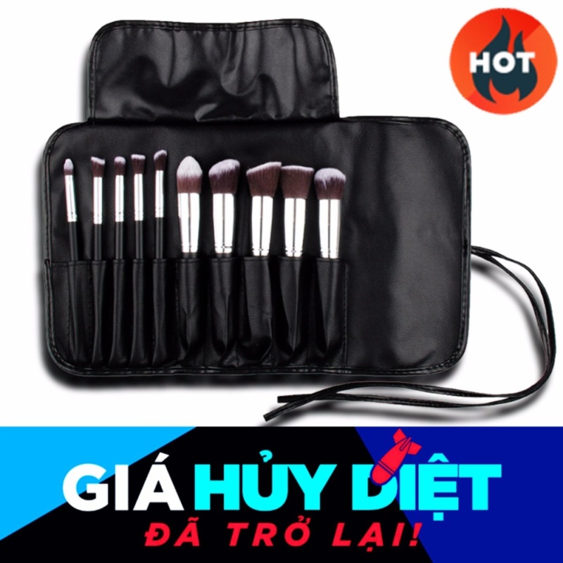 Cọ trang điểm 10 món kèm bao da bảo vệ Pro Comestic Makeup Sets
