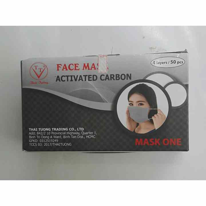 Combo 02 hộp khẩu trang 100/chiếc Khẩu trang y tế THÁI TƯỜNG MASK ONE 4 lớp than hoạt tính kháng khuẩn (Màu đen)