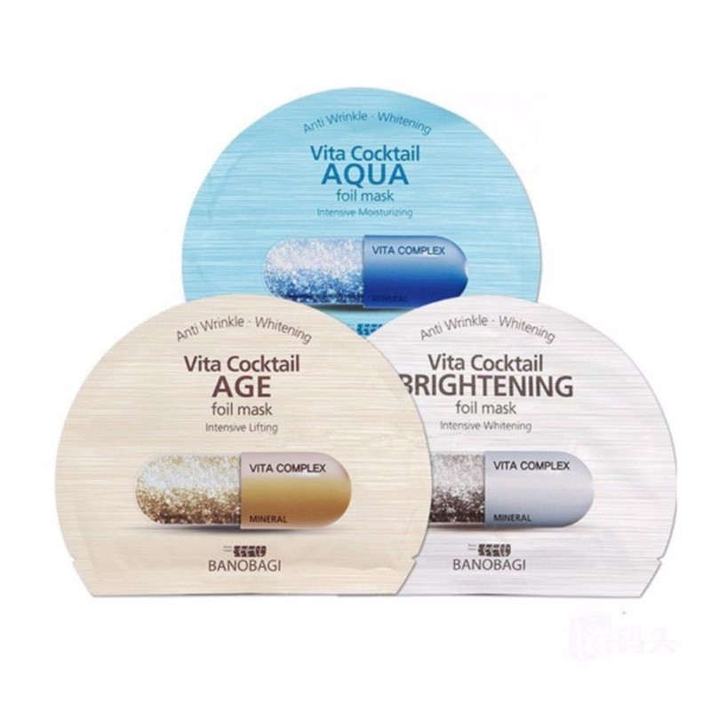 Combo 10 Mặt nạ lá nguyên khối cao cấp dưỡng da Banobagi Vita CocktailFoil Mask30ml x10 (Instensive Lifting, Instensive Brightening, Instensive Moisturizing)