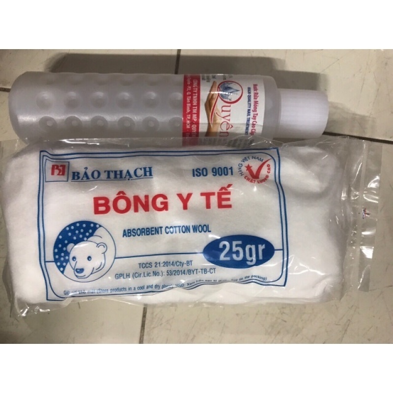 Combo Nước Rửa Móng Tay Quyên 125Ml Và Bông Gòn 25G