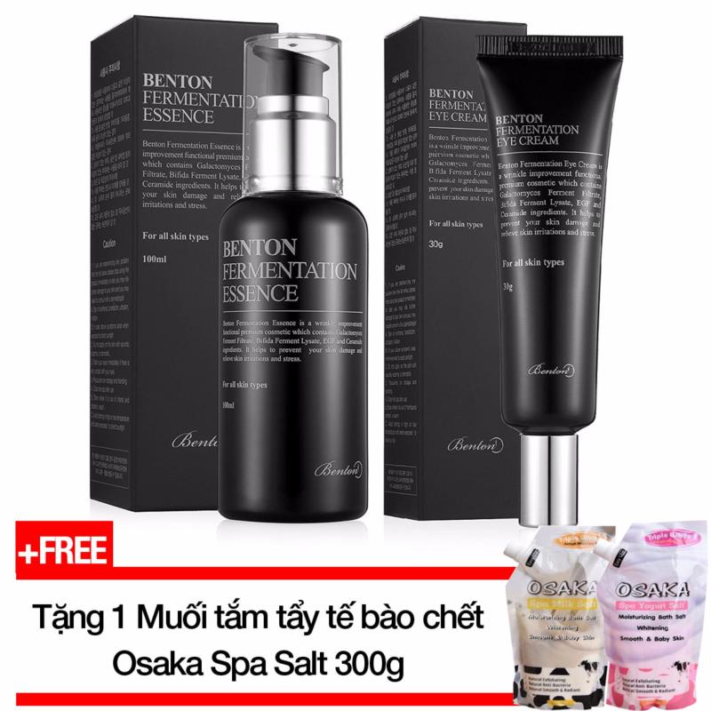 Combo Tinh chất dưỡng da chống lão hóa Benton Fermentation Essence 100ml + Kem dưỡng da vùng mắt Benton Fermentation Eye Cream 30g + Tặng 1 Muối tắm tẩy tế bào chết Osaka Spa Salt 300g