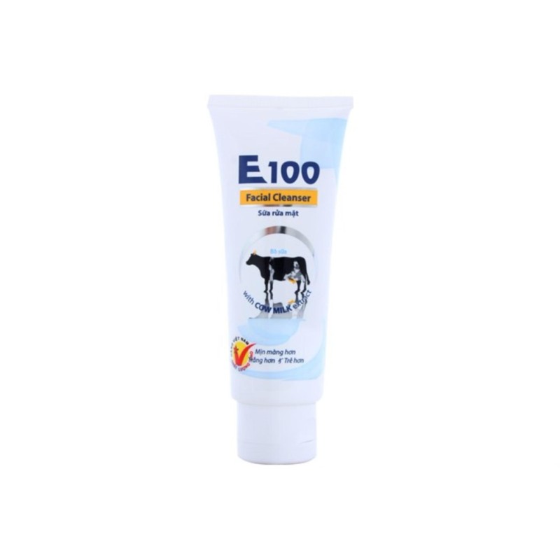 Combo3 Sữa rửa mặt E100 Sữa bò tươi Dưỡng trắng 80ml nhập khẩu