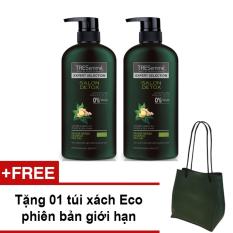 Combo 02 chai Dầu gội TRESemmé Salon Detox Tóc Chắc khỏe chuẩn Salon tại nhà 650g + Tặng 01 túi xách Eco phiên bản giới hạn (có ngăn trong) giá rẻ