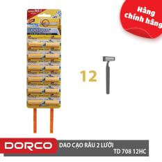 Dao cạo râu 2 lưỡi DORCO TD 708 Vỉ 12 dao cạo