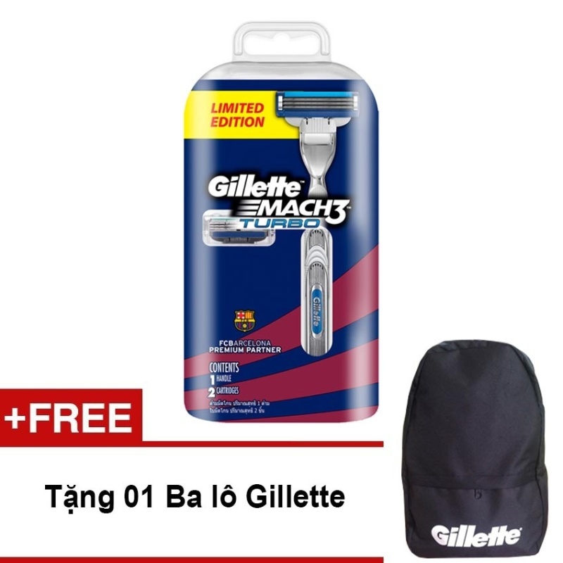 Dao cạo râu Gillette Mach 3 Turbo 2up + Tặng 1 balo Gillette