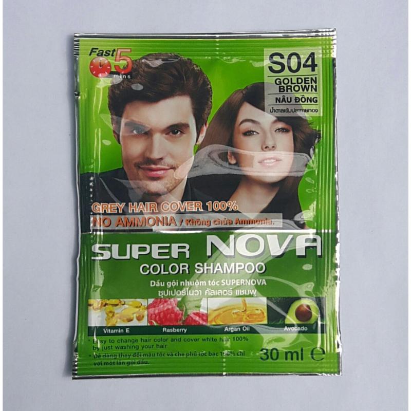Dầu gội Nhuộm tóc Thảo Dược Super Nova Color Shampoo Golden Brown (#04 Nâu Đồng) 30m Thái Lan giá rẻ