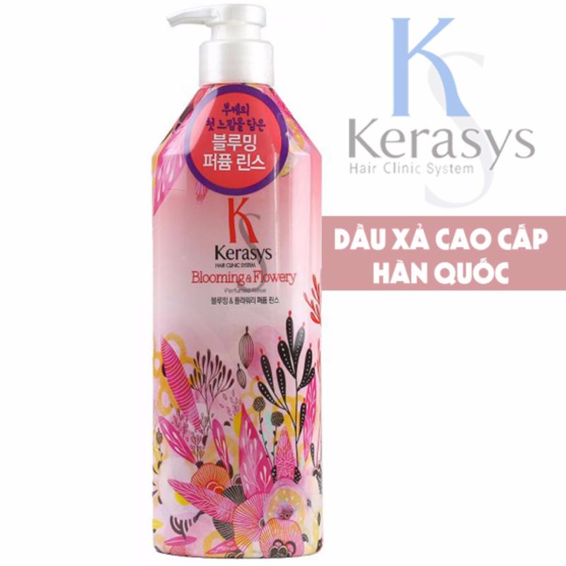 Dầu xả nước hoa chống khô xơ và chẻ ngọn tóc KeraSys Blooming& flowery Cao cấp Hàn Quốc 600ml - Hàng Chính Hãng giá rẻ
