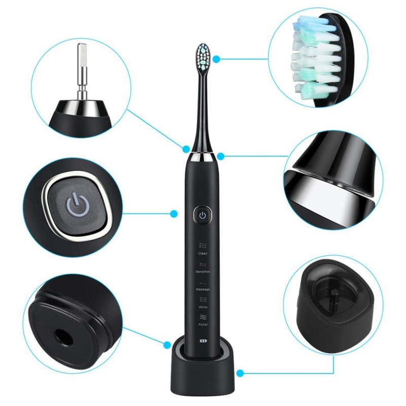 (BÀN CHẢI ĐÁNH RĂNG ĐIỆN TRẮNG) Ovonni Sonic Sạc Bàn Chải Đánh Răng Điện-quốc tế