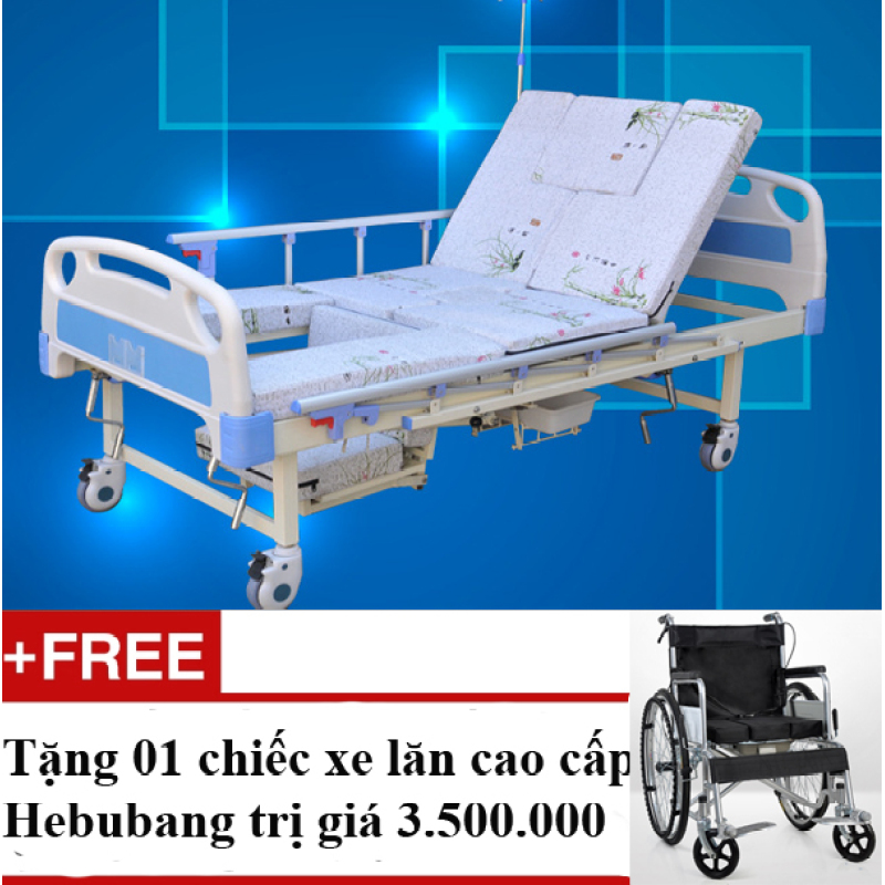 Giường bệnh 7 chức năng quay tay Ohio NK2 + Tặng 1 chiếc xe lăn cao cấp Hebubang