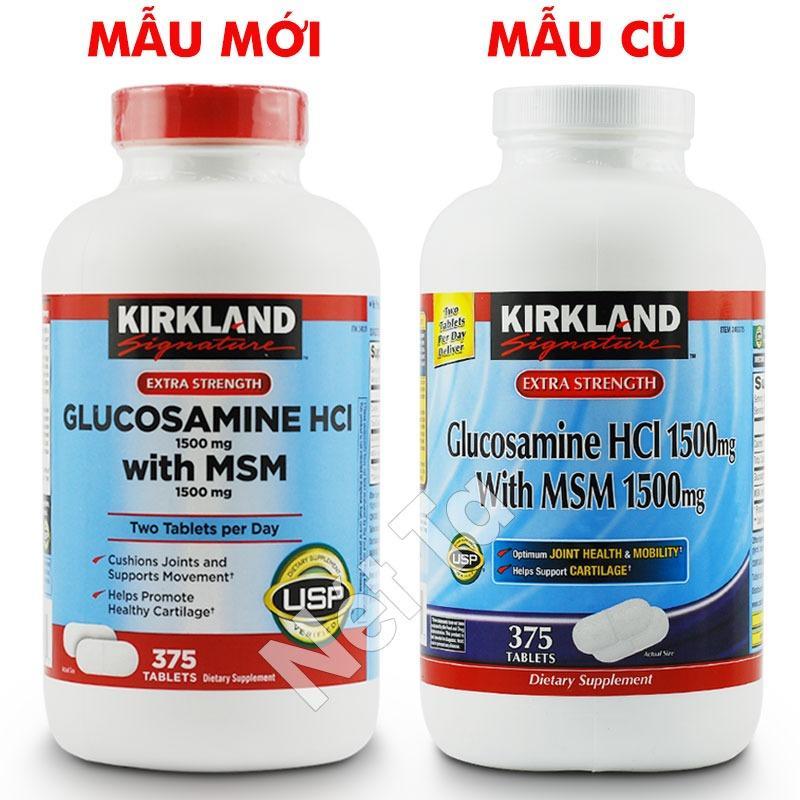 Glucosamine HCL 1500mg with MSM 1500mg Kirkland Signature hộp 375 viên - Mỹ - Bổ xương khớp