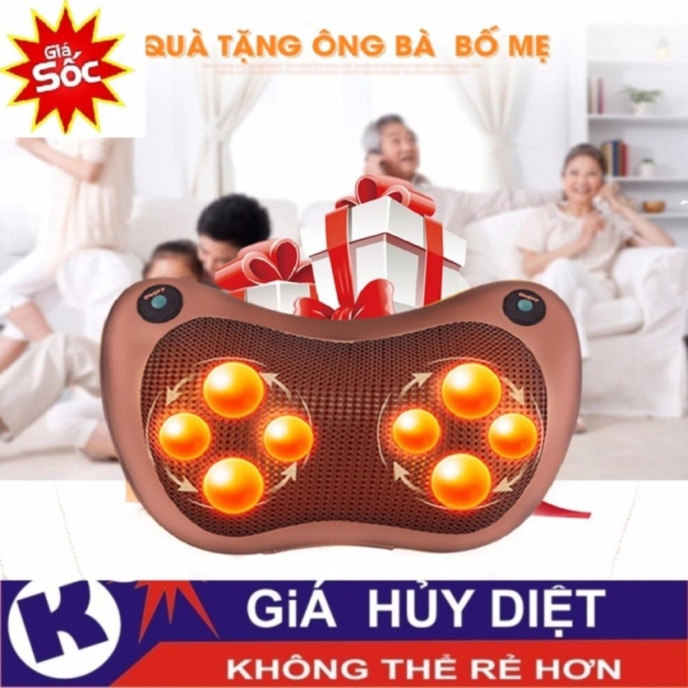gối massage hồng ngoại 8 bi mẫu mới đảo chiều tự động