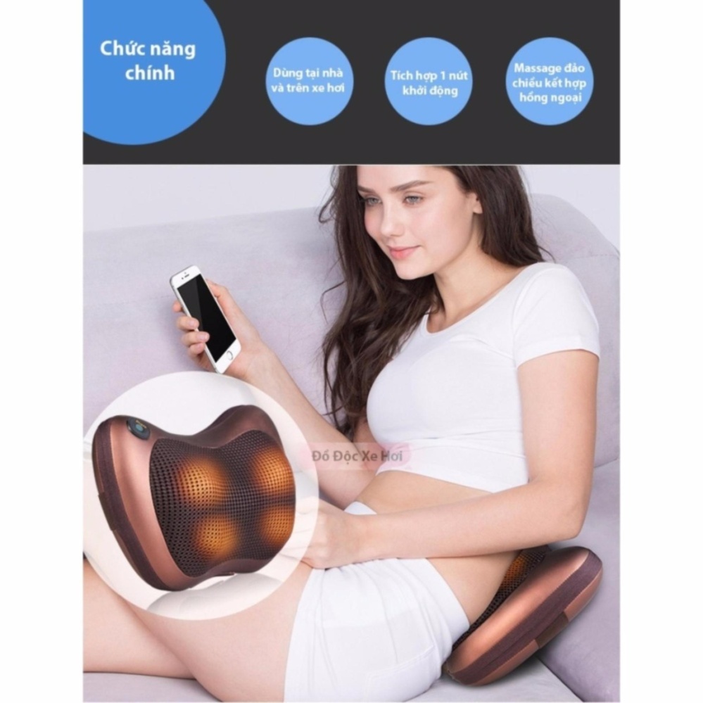 Gối massage hồng ngoại 8 bi