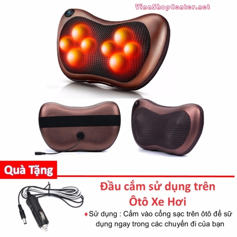 Gối Matxa hồng ngoại đa năng 8 bi + Tặng đầu cắm sử dụng trên Ôtô