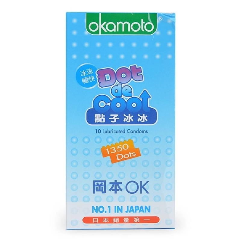 Hộp 10 bao cao su Nhật Bản gai lạnh Okamoto Dot Cool nhập khẩu