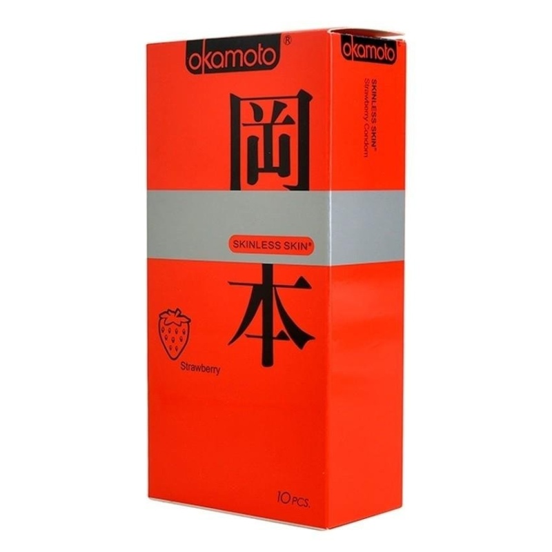 Hộp 10 bao cao su Nhật Bản Okamoto Skinless Strawberry