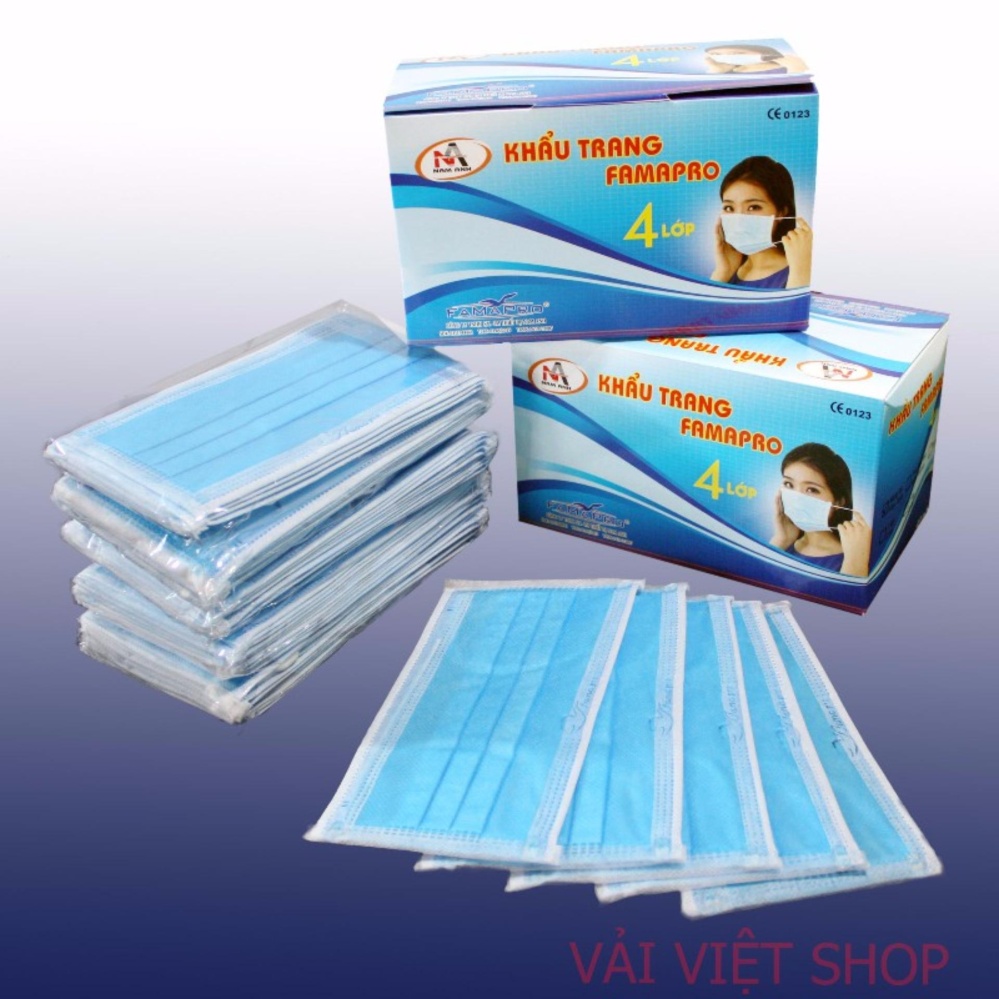 Hộp 50 cái khẩu trang y tế 4 lớp lọc FAMAPRO NAM ANH (Xanh) Thegioiykhoa
