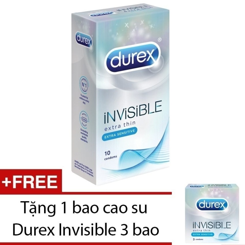 Hộp Bao cao su Durex Invisible 10 cái + Tặng 1 Bao cao su Durex Invisible 3 cái cao cấp