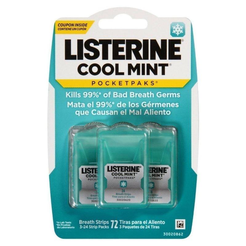 Hộp ngậm thơm miệng Listerine cool mint (3 hộp/ lốc) - xanh dương