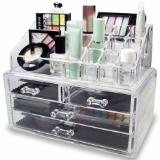 Kệ 4 tầng đựng đồ trang điểm, mỹ phẩm nhiều ngăn nhỏ tiện lợi ( trong suốt )