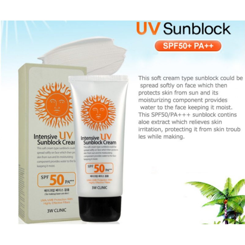 Kem Chống Nắng 3W CLINIC Intensive UV Sunblock Cream SPF50 70ml nhập khẩu