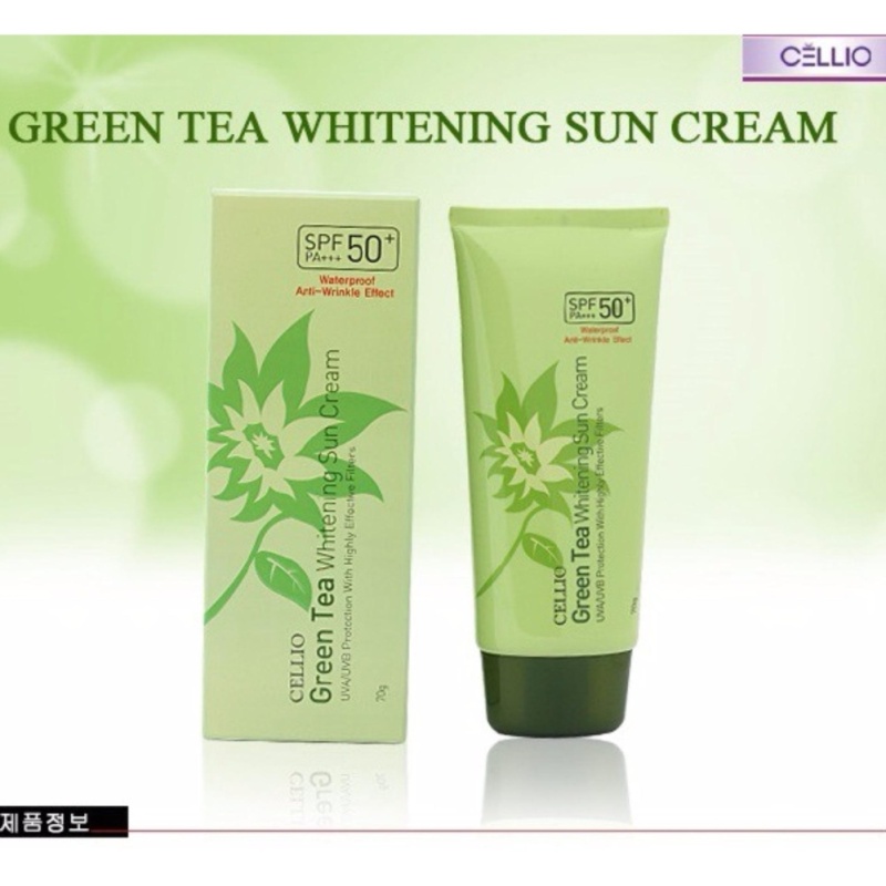 Kem chống nắng chiết xuất trà xanh Cellio Green Tea Whitening Sun Cream SPF50 PA+++ 70g