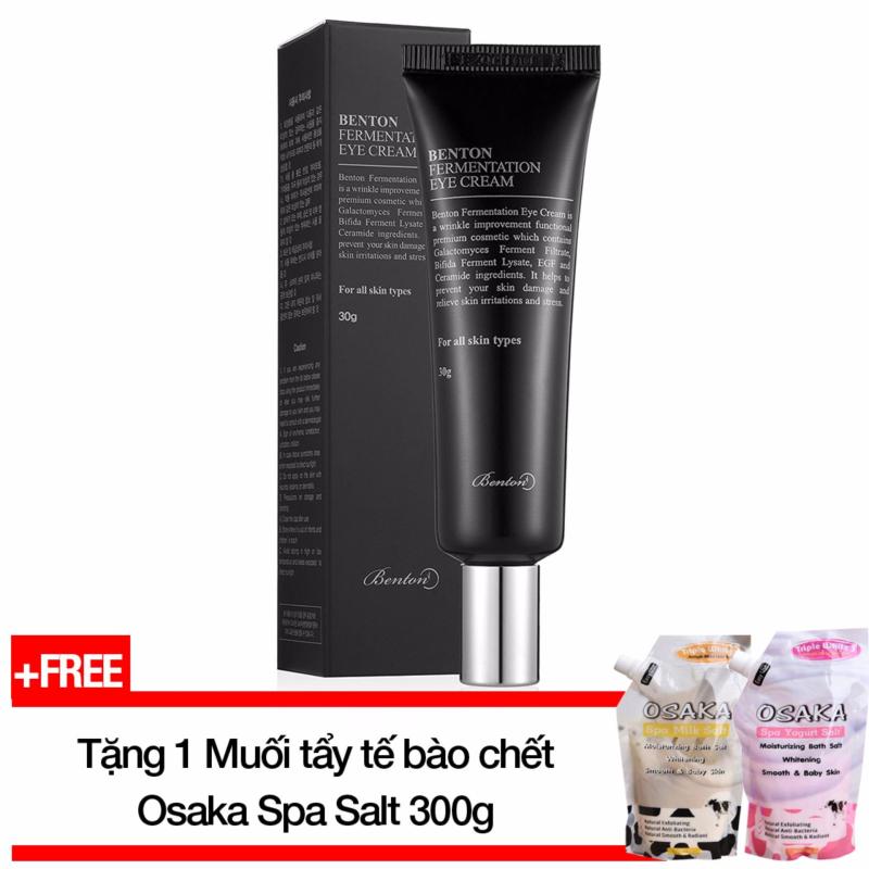Kem dưỡng da vùng mắt chống nhăn, chống lão hóa Benton Fermentation Eye Cream 30g + Tặng 1 Muối tắm tẩy tế bào chết Osaka Spa Salt 300g