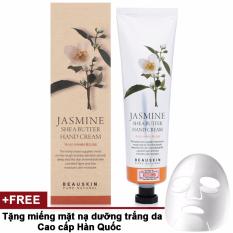 Kem dưỡng Trắng da tay từ hoa nhài Beauskin Jasmine Shea Butter Hand Cream 100ml + Tặng miếng mặt nạ dưỡng trắng da hàn quốc 23ml - Hàng Chính Hãng