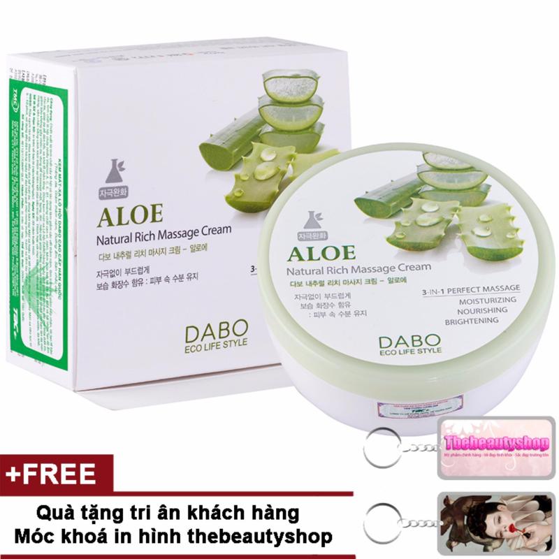 Kem massage mặt và toàn thân làm trắng và tái tạo da Aloe Natural Cream Hàn Quốc 200ml + Tặng móc khoá Thebeautyshop - Hàng chính hãng