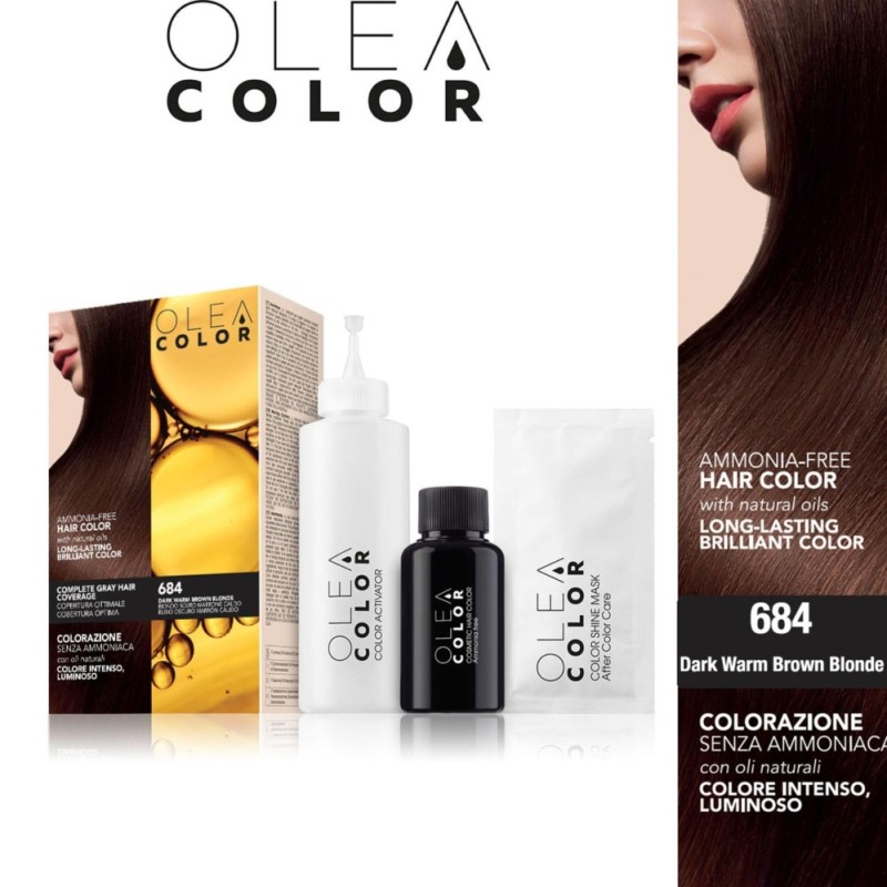 Thuốc nhuộm tóc không Amoniac OleaColor ITALY màu 684 DarkWarmBrownBlonde cao cấp