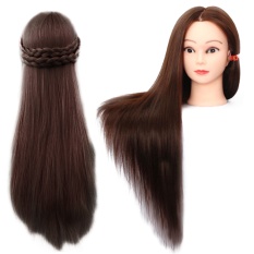 Hình nộm Manikin Huấn Luyện Đầu với Tổng Hợp Sợi Tóc Dài Kẹp Bàn Giá Đỡ cho Thẩm Mỹ Sinh Viên Làm Tóc Cắt Bện Thực Hành Maroon -quốc tế