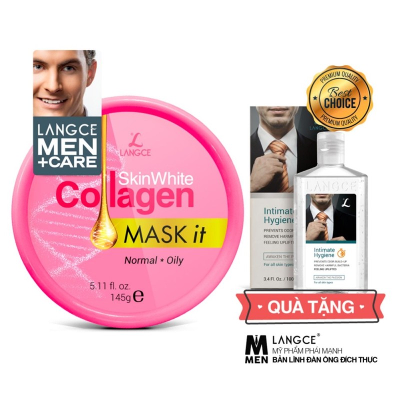 Mặt Nạ Dưỡng Trắng Collagen 145ml Da Nhờn - Tem Hồng cho Nam TẶNG Gel Vệ Sinh Vùng Kín Nam 100ml LANGCE giá rẻ