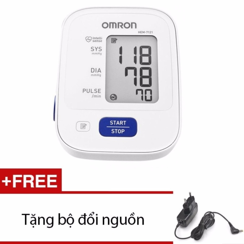 Máy đo huyết áp bắp tay Omron HEM-7121 (Trắng) + Tặng bộ đổi nguồn (DCYK)