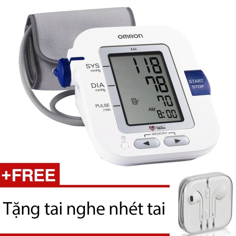 Máy đo huyết áp bắp tay Omron JPN1 + Tặng 1 tai nghe nhét tai