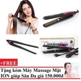 Máy kẹp tóc kemei km-328 + tặng máy massage mặt ds-039 bằng ion