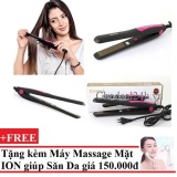 Máy kẹp tóc kemei km-328 + tặng máy massage mặt ds-039 bằng ion