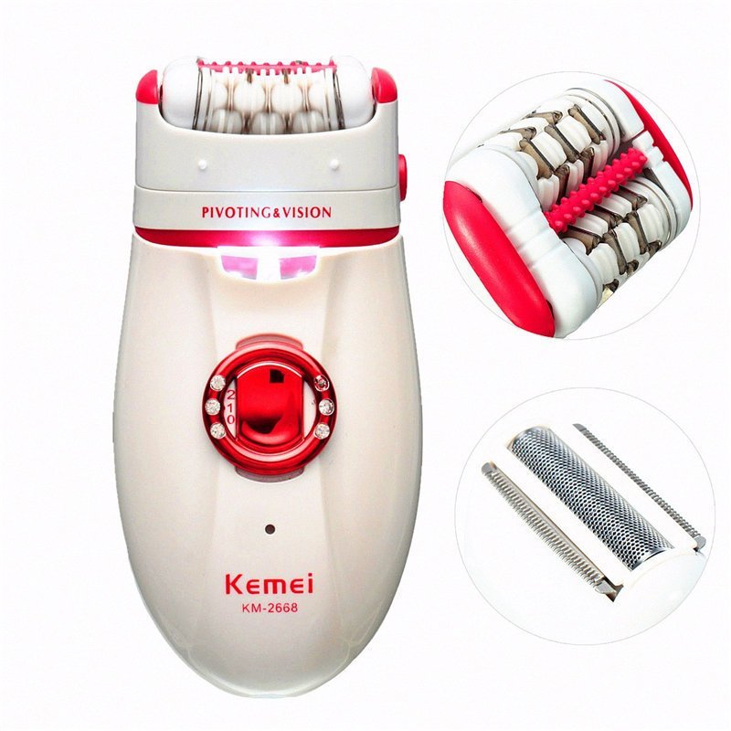 Máy nhổ tỉa lông đa năng 2 trong 1 Kemei 2668 (Trắng phối đỏ)