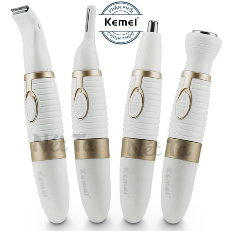 Máy tỉa lông mũi, râu, lông mày đa năng 4in1 dùng pin Kemei KM-PG500 - Hãng phân phối chính thức